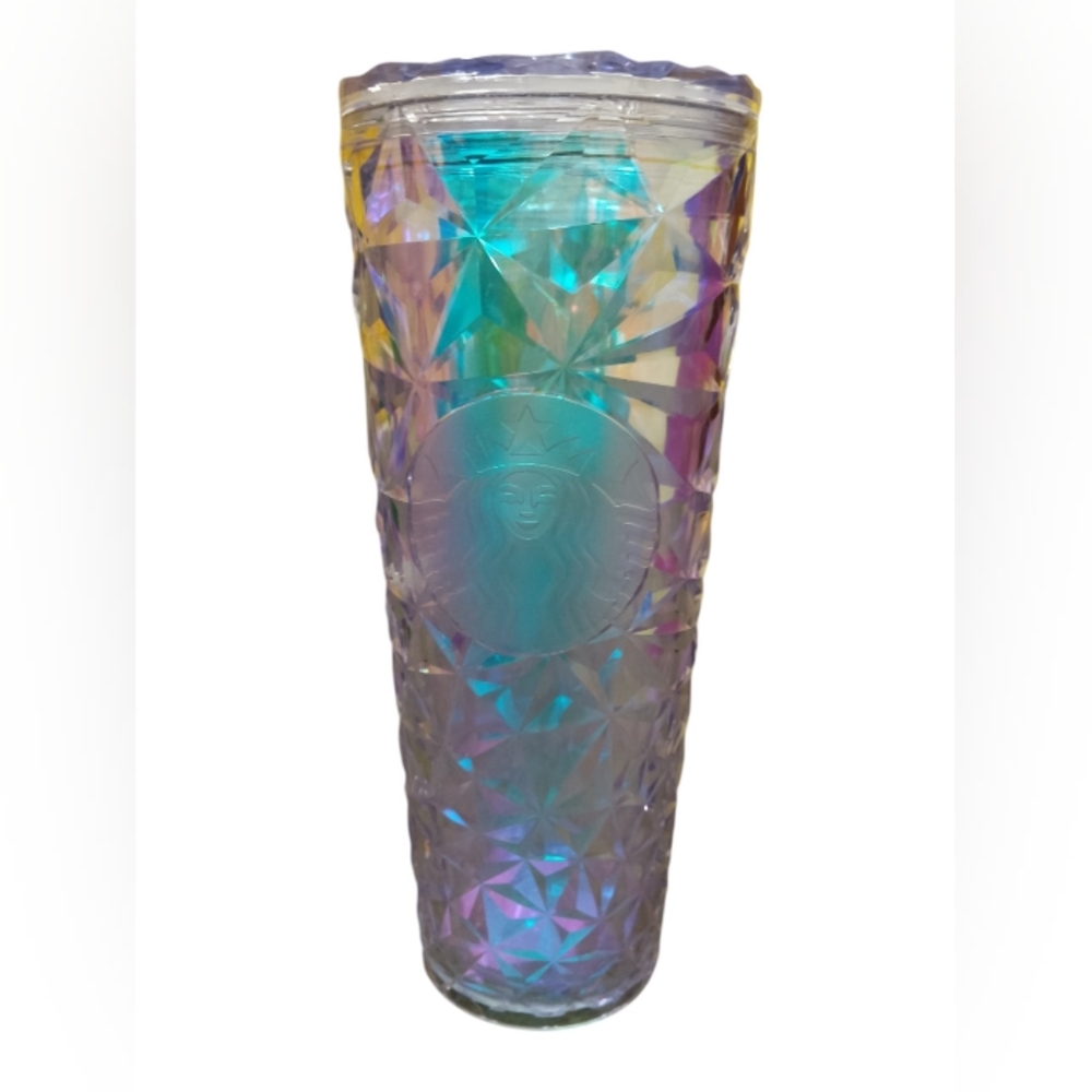 Starbucks Iridescent Studded Tumbler 24oz Rainbow Prism Cold Cup w/ Lid